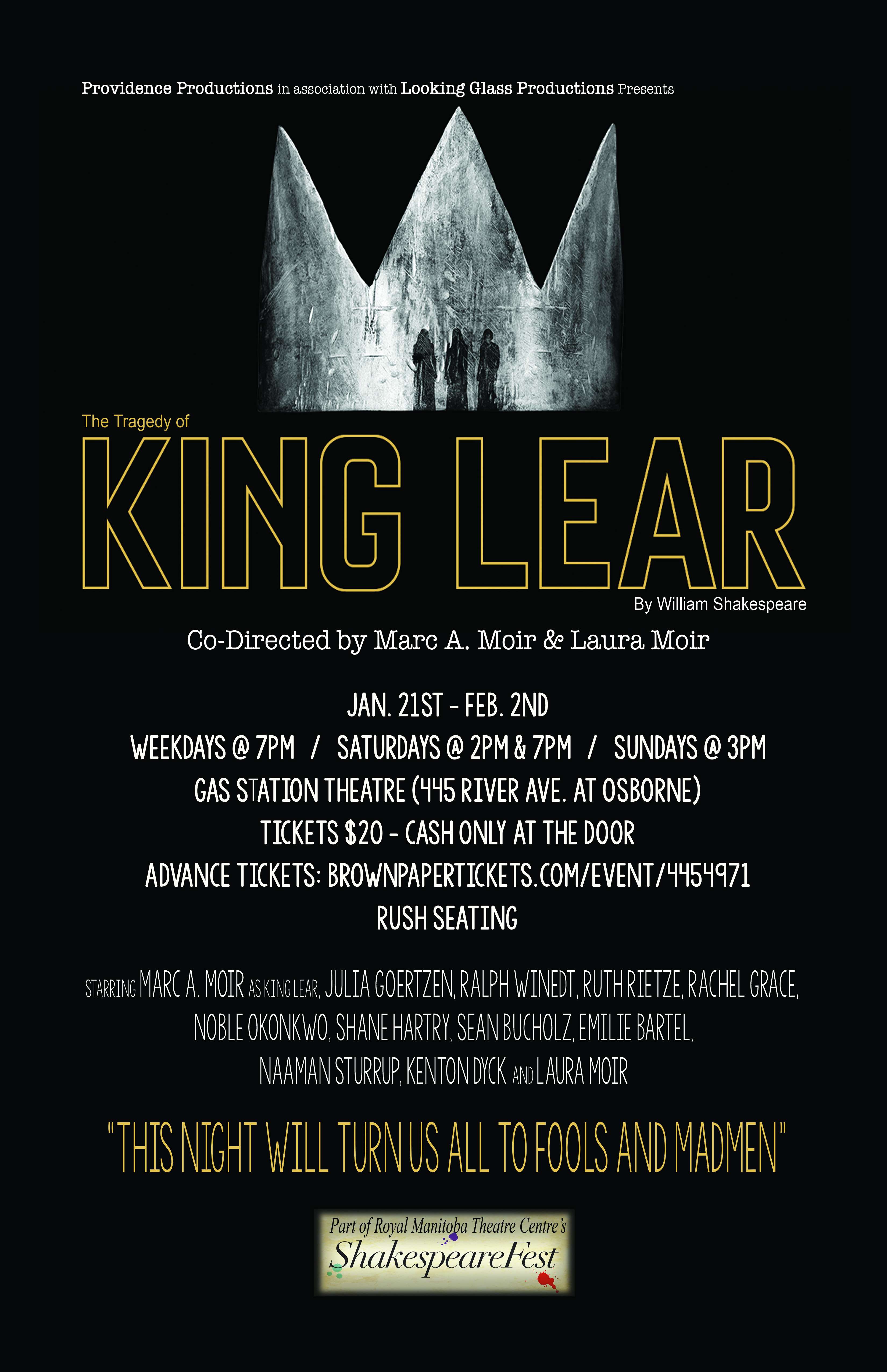 The Tragedy of King Lear by William Shakespeare | Gas Station Arts ...